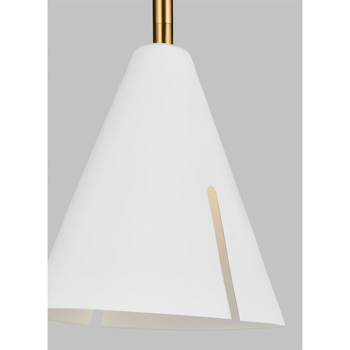 Visual Comfort Studio Cambre 1-Lt Small Pendant, White/Brass