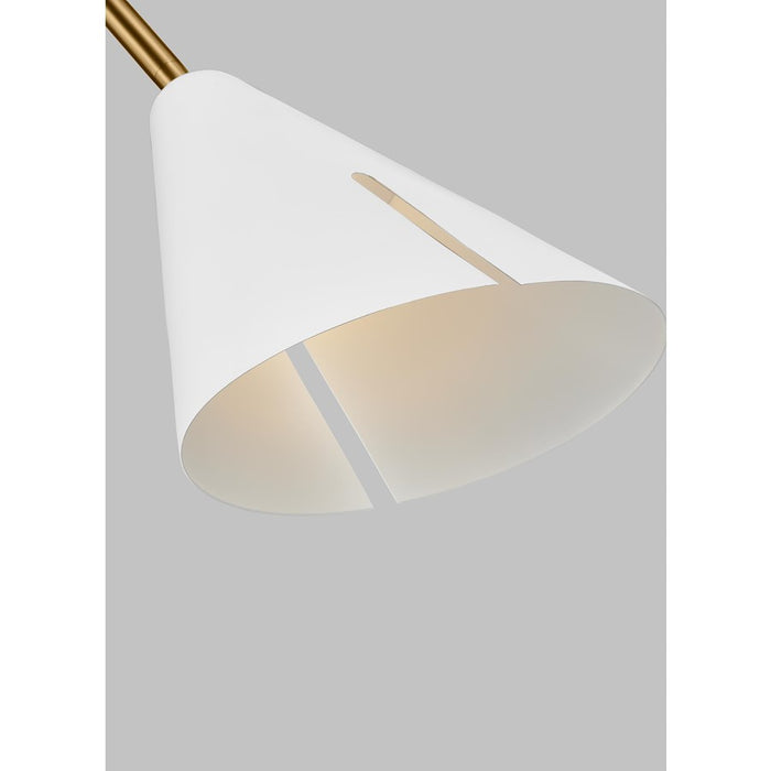 Visual Comfort Studio Cambre 1-Lt Small Pendant, White/Brass