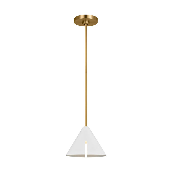 Visual Comfort Studio Cambre 1-Lt Small Pendant, White/Brass