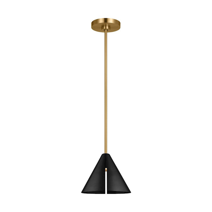 Visual Comfort Studio Cambre 1 Light Med Pendant, Black/Brass