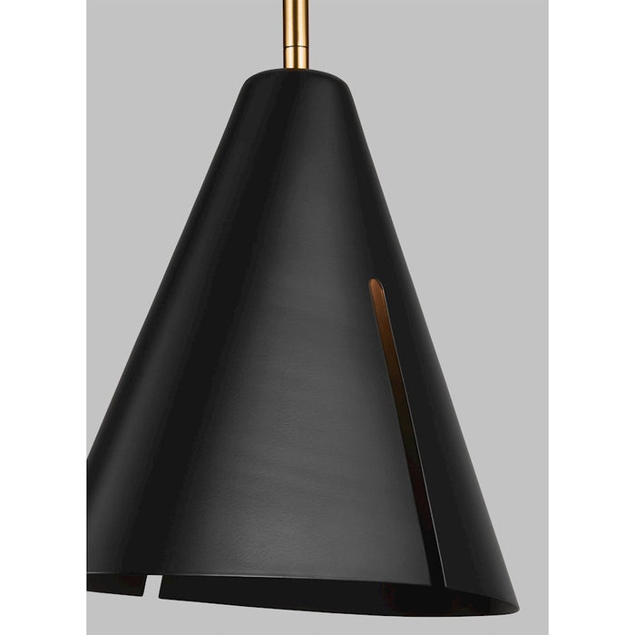 Visual Comfort Studio Cambre 1 Light Med Pendant, Black/Brass