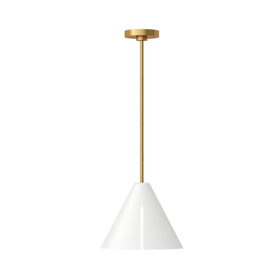 Visual Comfort Studio Cambre 1 Light Med Pendant, White/Brass - KP1131MWTBBS-L1