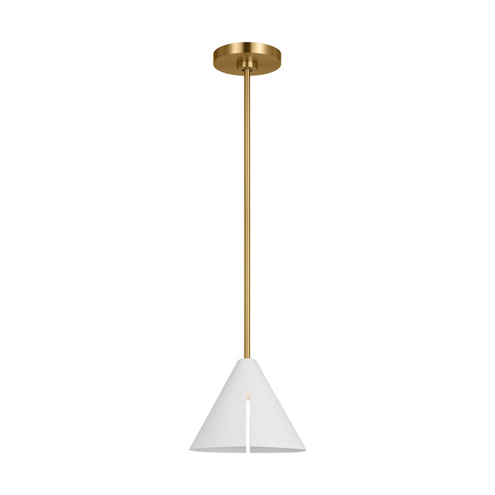 Visual Comfort Studio Cambre 1 Light Med Pendant, White/Brass