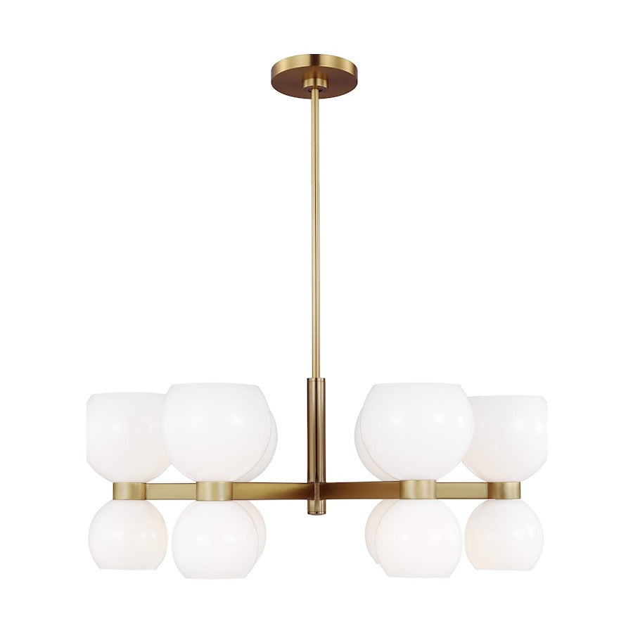 Visual Comfort Studio Londyn 12-Lt SM Chandelier, Brass/Milk - KSC10212BBSMG