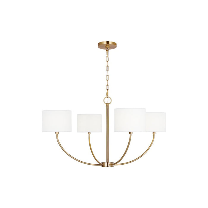 Visual Comfort Studio Sawyer 4-Lt SM Chandelier, Brass/White/Clear - KSC1034BBS