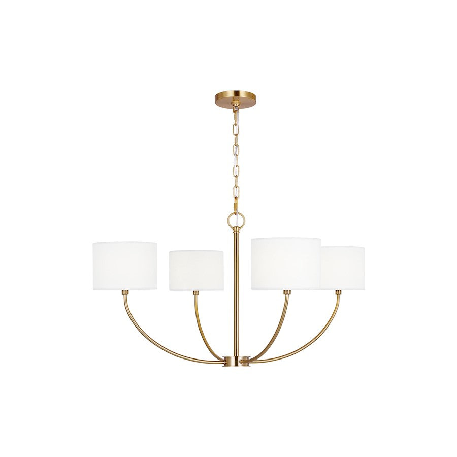 Visual Comfort Studio Sawyer 4-Lt SM Chandelier, Brass/White/Clear - KSC1034BBS