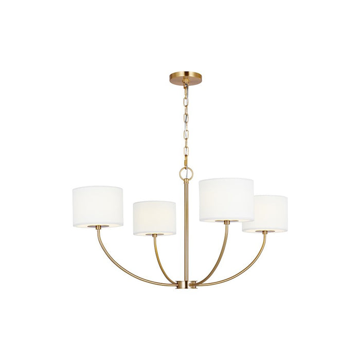 Visual Comfort Studio Sawyer 4-Lt SM Chandelier, Brass/White/Clear