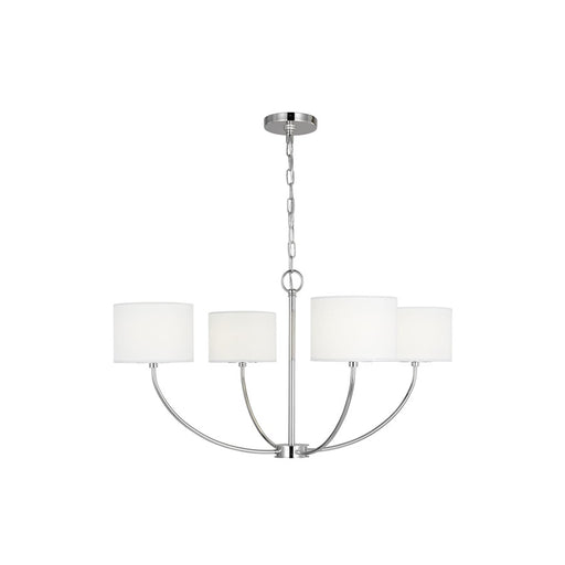 Visual Comfort Studio Sawyer 4-Lt SM Chandelier, Nickel/White/Clear - KSC1034PN