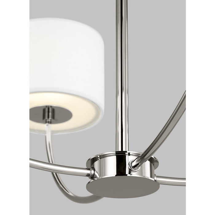 Visual Comfort Studio Sawyer 4-Lt SM Chandelier, Nickel/White/Clear