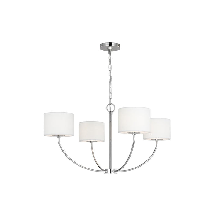 Visual Comfort Studio Sawyer 4-Lt SM Chandelier, Nickel/White/Clear