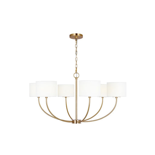 Visual Comfort Studio Sawyer 6-Lt Med Chandelier, Brass/White/Clear - KSC1046BBS