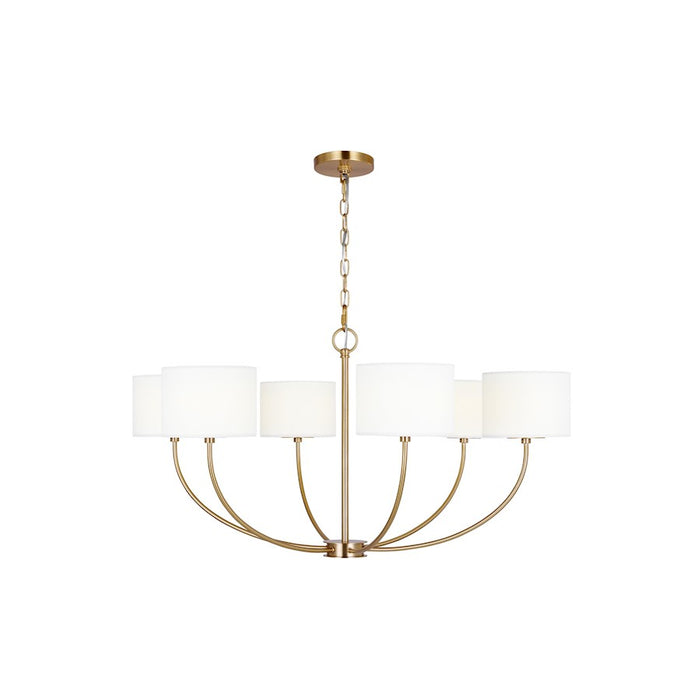 Visual Comfort Studio Sawyer 6-Lt Med Chandelier, Brass/White/Clear - KSC1046BBS