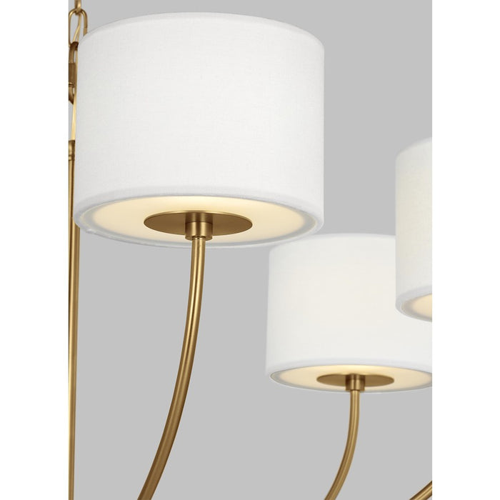 Visual Comfort Studio Sawyer 6-Lt Med Chandelier, Brass/White/Clear