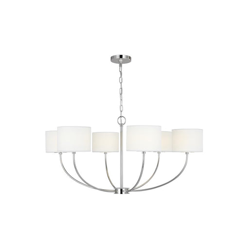 Visual Comfort Studio Sawyer 6-Lt Med Chandelier, Nickel/White/Clear - KSC1046PN