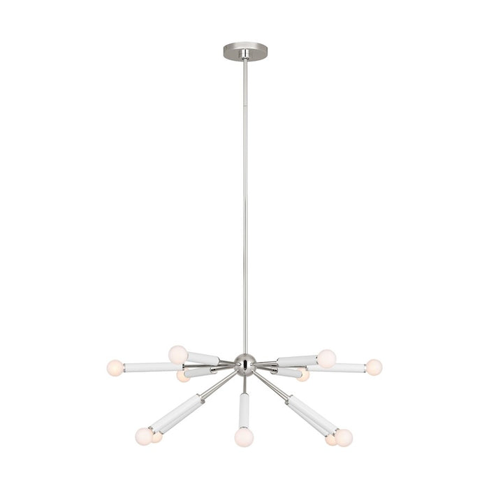 Visual Comfort Studio Monroe 12-Lt Down Chandelier, Pol Nickel - KSC10612PNGW