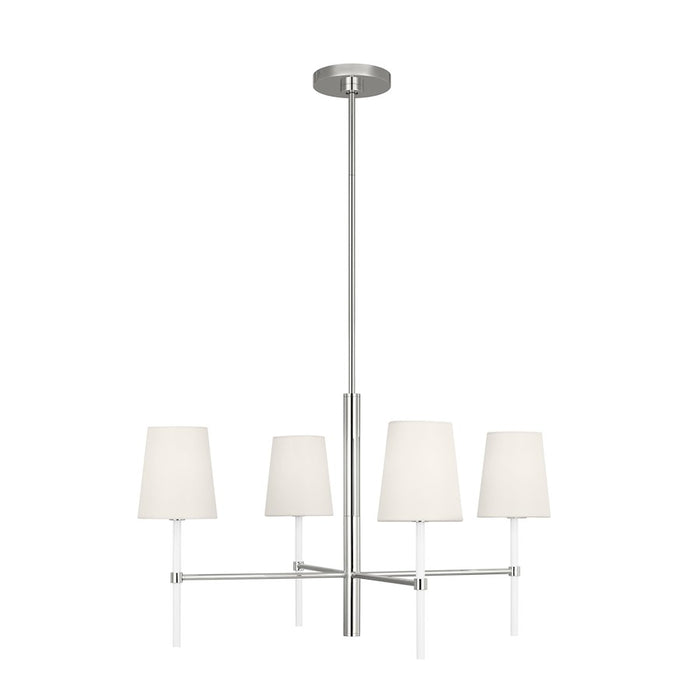 Visual Comfort Studio Monroe 4-Lt SM Chandelier, Nickel/WH Linen - KSC1074PNGW