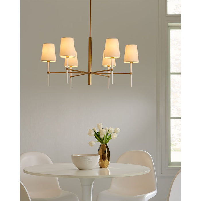 Visual Comfort Studio Monroe 6-Lt Med Chandelier, BS/WH Linen