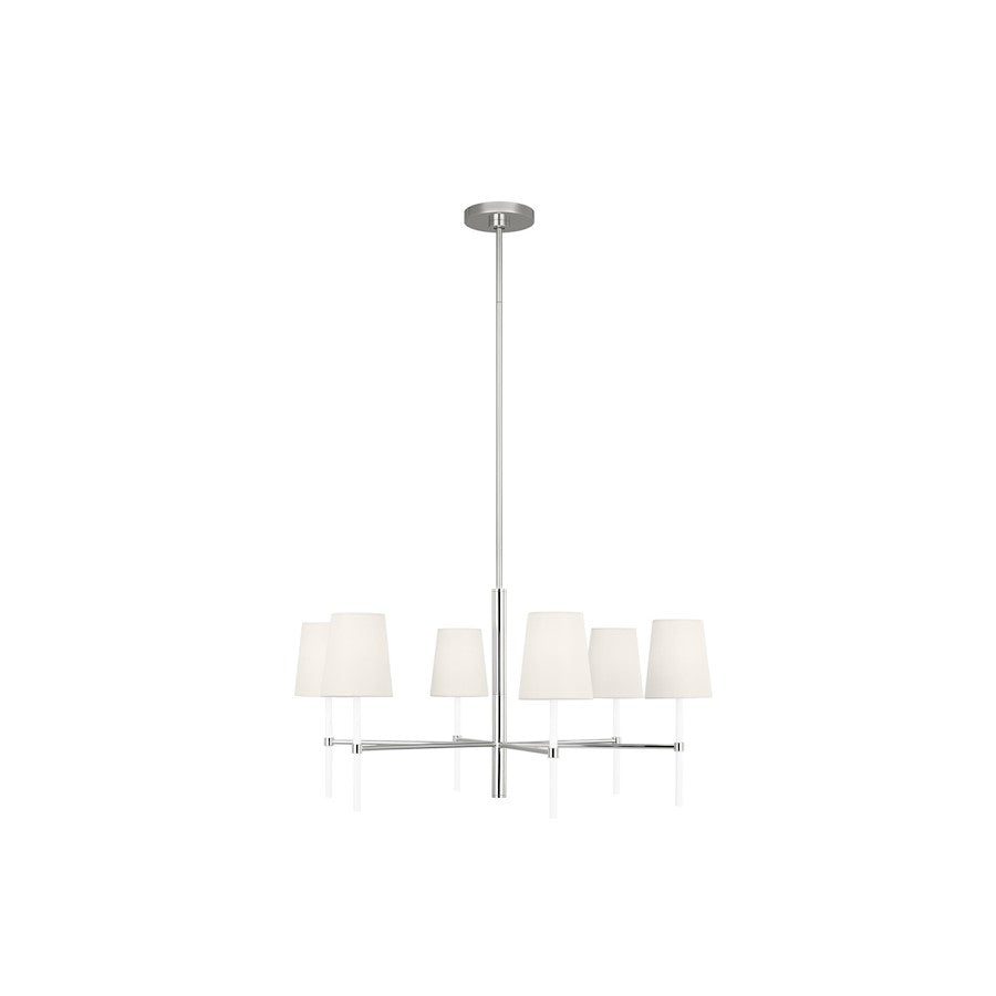 Visual Comfort Studio Monroe 6-Lt Med Chandelier, Nickel/WH Linen - KSC1086PNGW