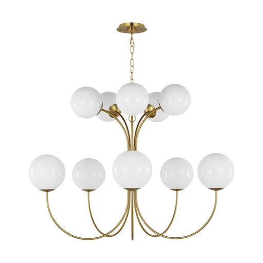 Visual Comfort Studio Noemie 10Lt Chandelier, Burnished Brass/Milk - KSC11210BBS