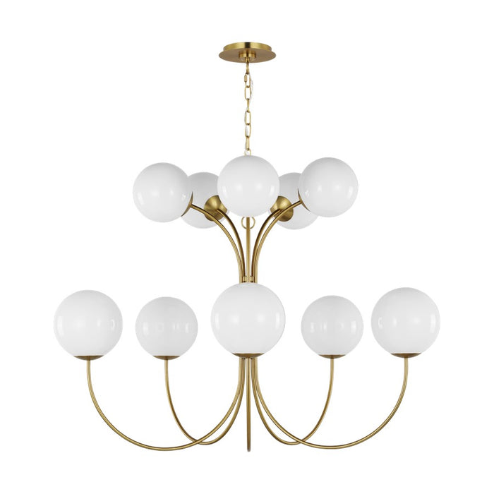 Visual Comfort Studio Noemie 10Lt Chandelier, Burnished Brass/Milk - KSC11210BBS