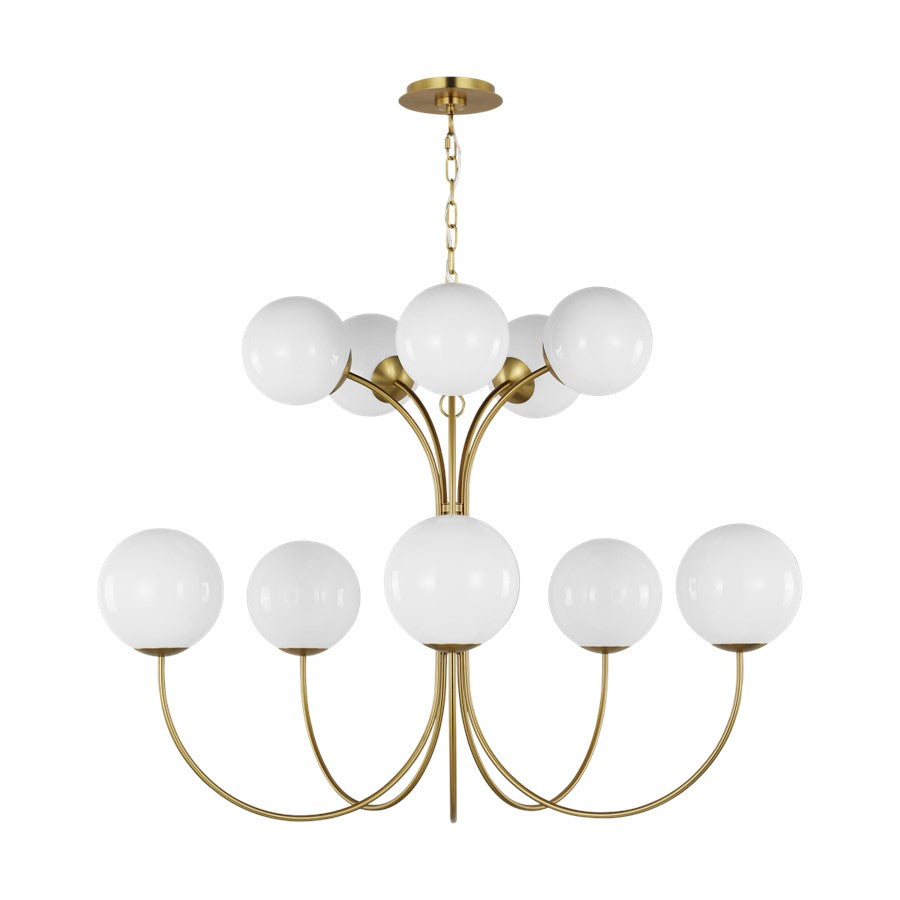 Visual Comfort Studio Noemie 10Lt Chandelier, Burnished Brass/Milk - KSC11210BBS