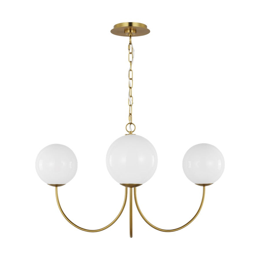 Visual Comfort Studio Noemie 3Lt Chandelier, Burnished Brass/Milk - KSC1133BBS