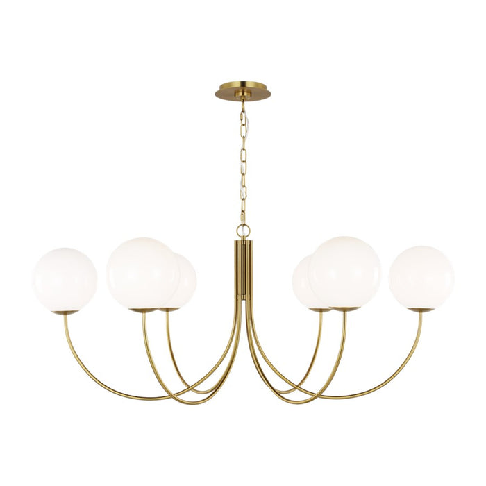 Visual Comfort Studio Noemie 6Lt Chandelier, Burnished Brass/Milk - KSC1146BBS