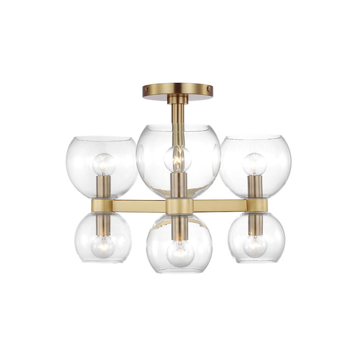 Visual Comfort Studio Londyn 6-Lt Semi Flush, Brass/Clear/Clear - KSF1036BBSCG