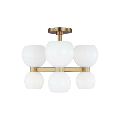 Visual Comfort Studio Londyn 6 Light Semi Flush, Brass/Milk White - KSF1036BBSMG