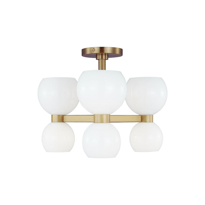 Visual Comfort Studio Londyn 6 Light Semi Flush, Brass/Milk White - KSF1036BBSMG