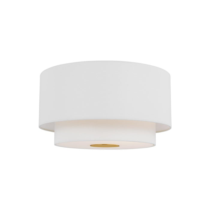 Visual Comfort Studio Sawyer 3 Light Flush Mount, Brass/White/Clear