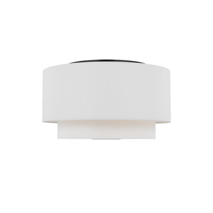 Visual Comfort Studio Sawyer 3Lt Ceiling Fixture, Black/White Linen - KSF1043MBK