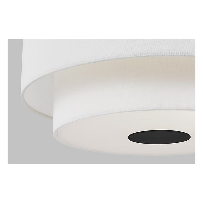 Visual Comfort Studio Sawyer 3Lt Ceiling Fixture, Black/White Linen