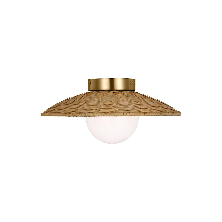 Visual Comfort Studio Mari 1 Light Med Flush, Burnished Brass/Milk - KSF1091BBS