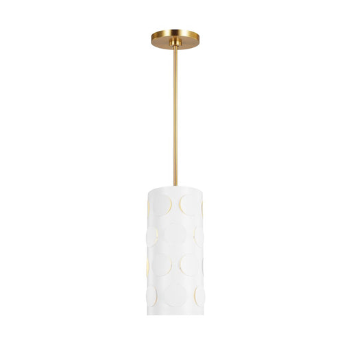 Visual Comfort Studio Dottie 1 Light Small Pendant, Brass/White - KSP1011BBS