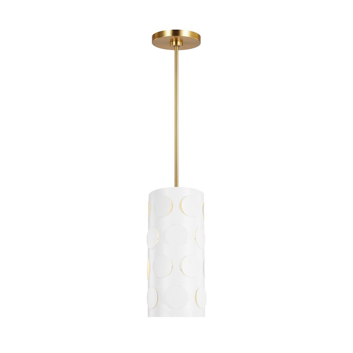 Visual Comfort Studio Dottie 1 Light Small Pendant, Brass/White - KSP1011BBS