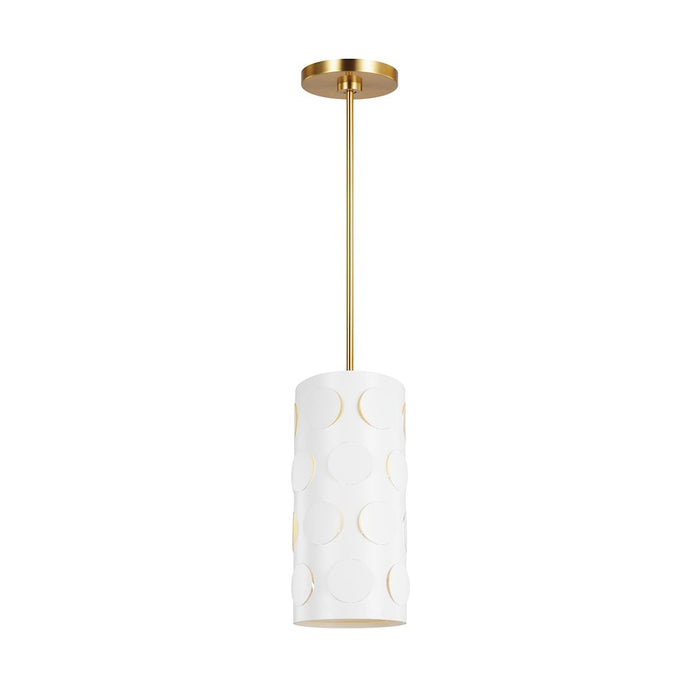 Visual Comfort Studio Dottie 1 Light Small Pendant, Brass/White