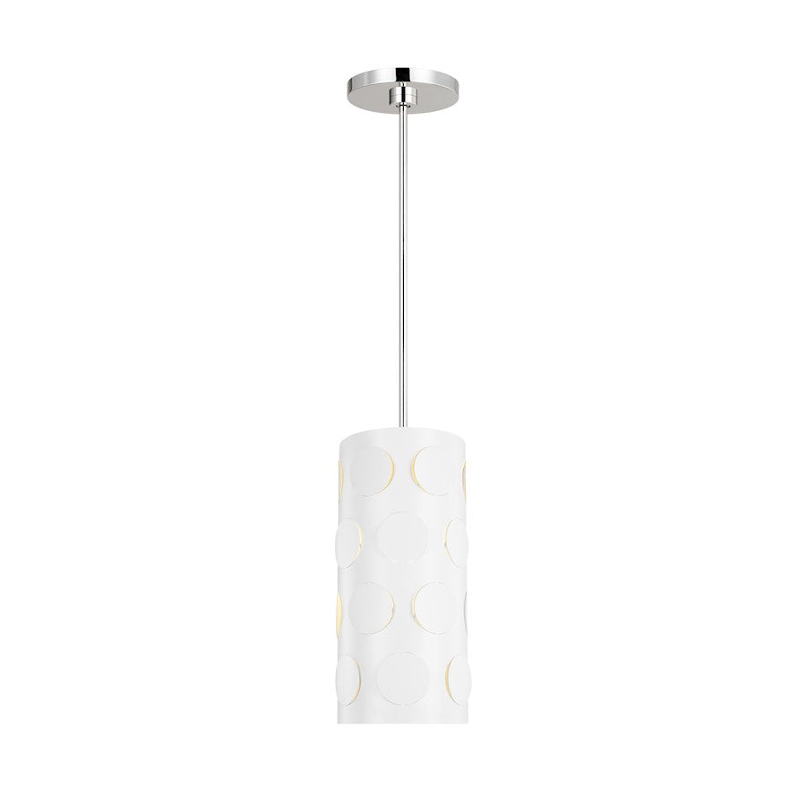 Visual Comfort Studio Dottie 1 Light Small Pendant, Nickel/White - KSP1011PN