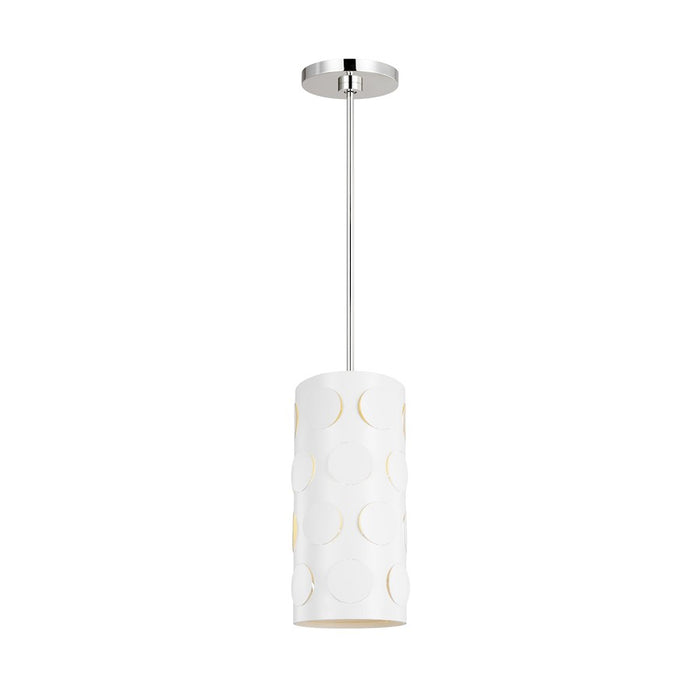 Visual Comfort Studio Dottie 1 Light Small Pendant, Nickel/White