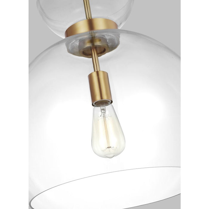 Visual Comfort Studio Londyn 1-Lt Round Pendant, BS/Clear/Clear