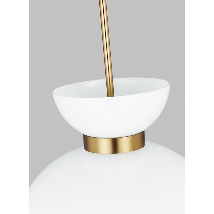 Visual Comfort Studio Londyn 1-Lt Round Pendant, Brass/Milk White