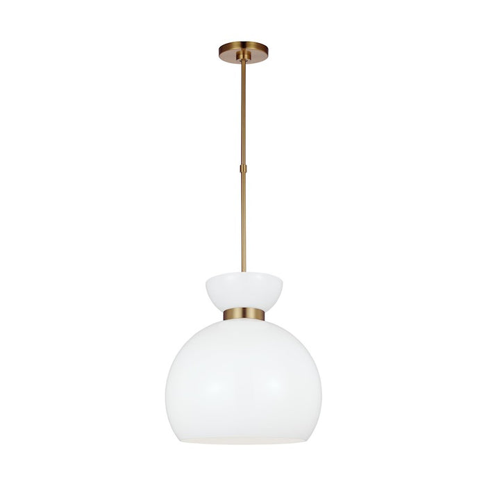 Visual Comfort Studio Londyn 1-Lt Round Pendant, Brass/Milk White