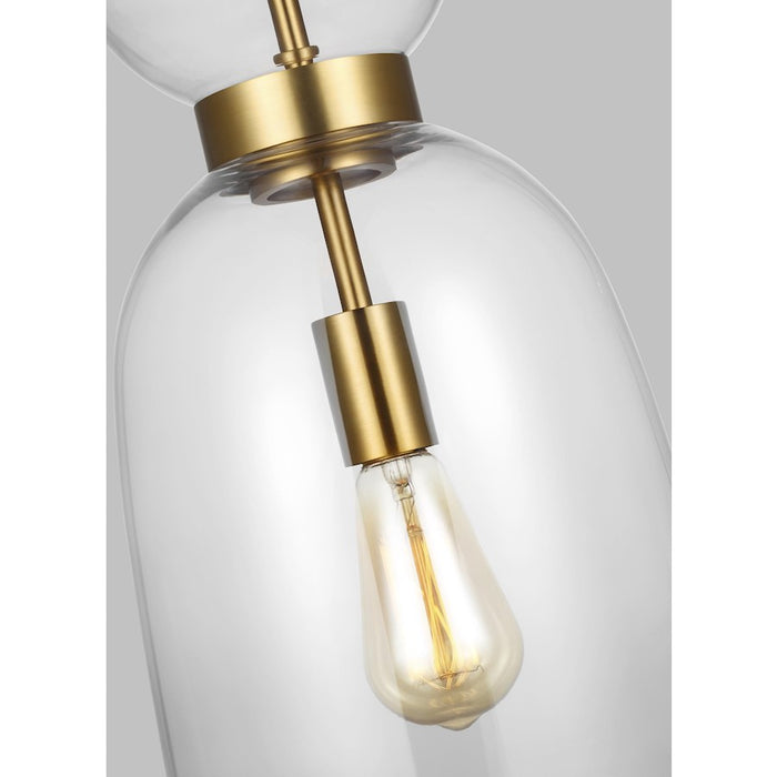 Visual Comfort Studio Londyn 1-Lt Tall Pendant, Brass/Clear/Clear