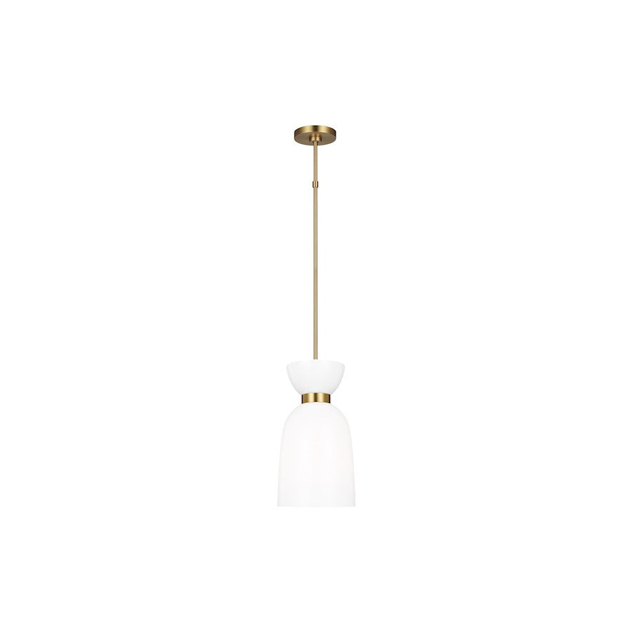 Visual Comfort Studio Londyn 1-Lt Tall Pendant, Brass/Milk White - KSP1031BBSMG