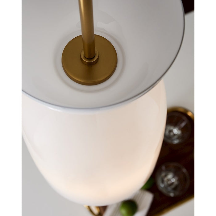 Visual Comfort Studio Londyn 1-Lt Tall Pendant, Brass/Milk White