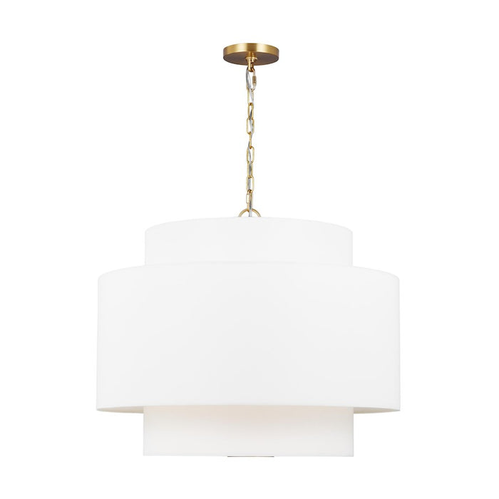 Visual Comfort Studio Sawyer 3-Lt Pendant, Burnished/White/Clear - KSP1043BBS