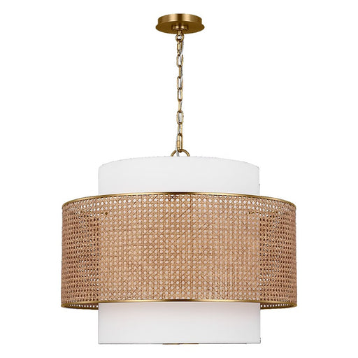 Visual Comfort Studio Sawyer 3Lt Pendant, Blonde Rattan/White - KSP1043BBSBRTN