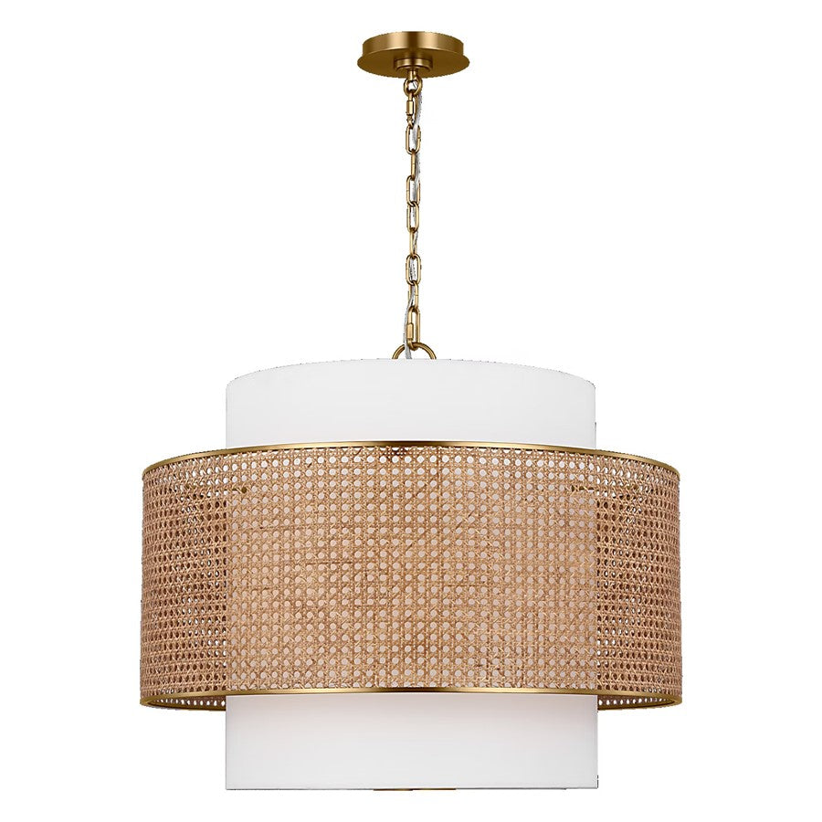 Visual Comfort Studio Sawyer 3Lt Pendant, Blonde Rattan/White - KSP1043BBSBRTN