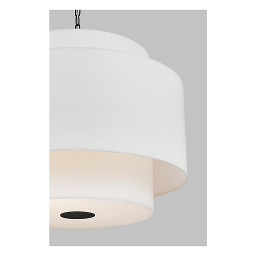 Visual Comfort Studio Sawyer 3Lt Pendant, Black/White Linen