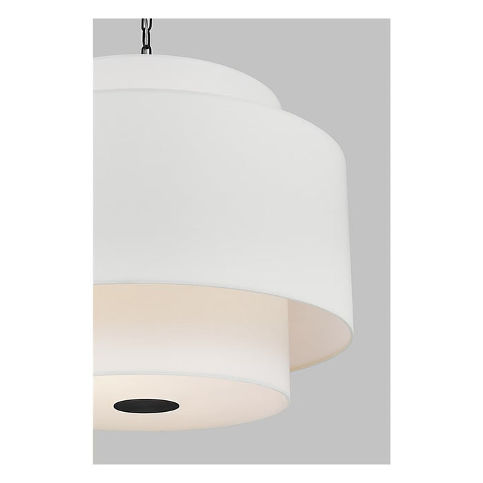 Visual Comfort Studio Sawyer 3Lt Pendant, Black/White Linen